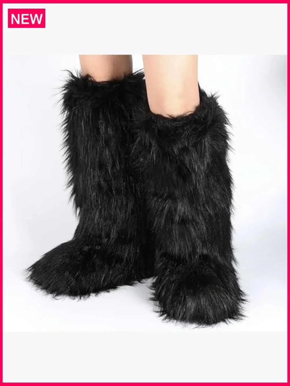 Knee High Faux Fur Snow Boots Fuzzy Fluffy Winter Boots for Women